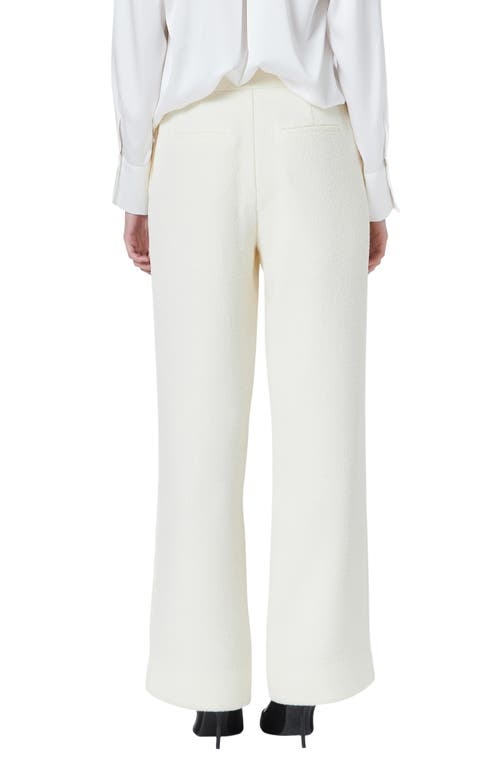 Endless Rose Tweed Wide Leg Pants In Cream