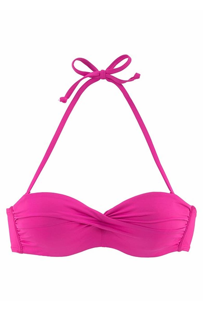 LASCANA Twist Bandeau Bikini Top Size 32D, Alternate, color, Pink