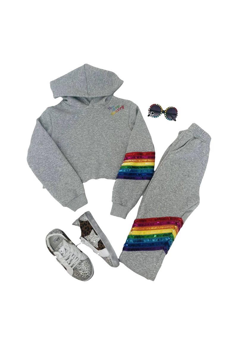 Lola + The Boys You Are Amazing Sequin Jogger Set, Alternate, color, Grey