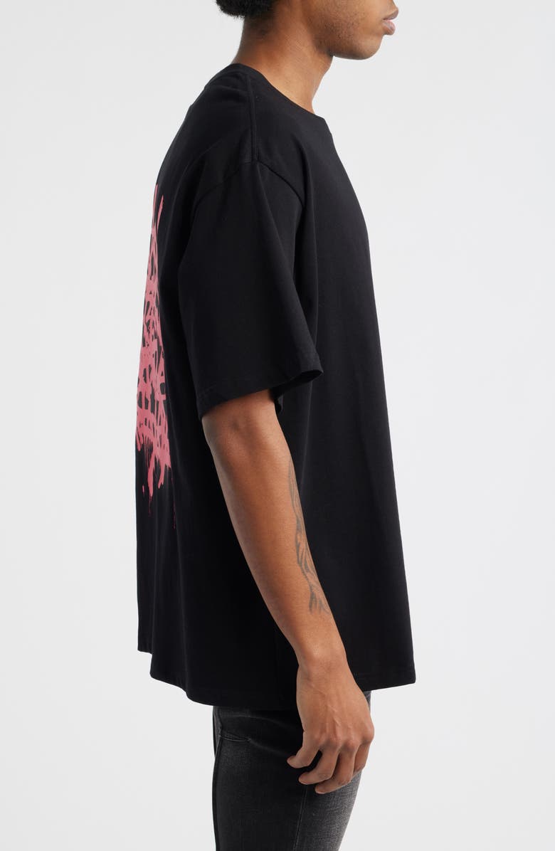 RtA Colin Graffiti Oversize Graphic T-Shirt, Alternate, color, Black Graffiti Pink