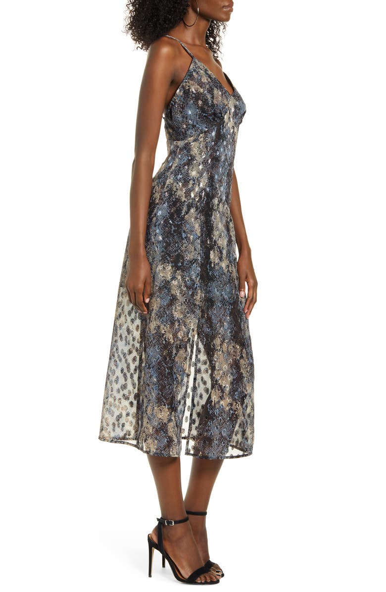 J.O.A. Print Crisscross Back Midi Dress, Alternate, color, 