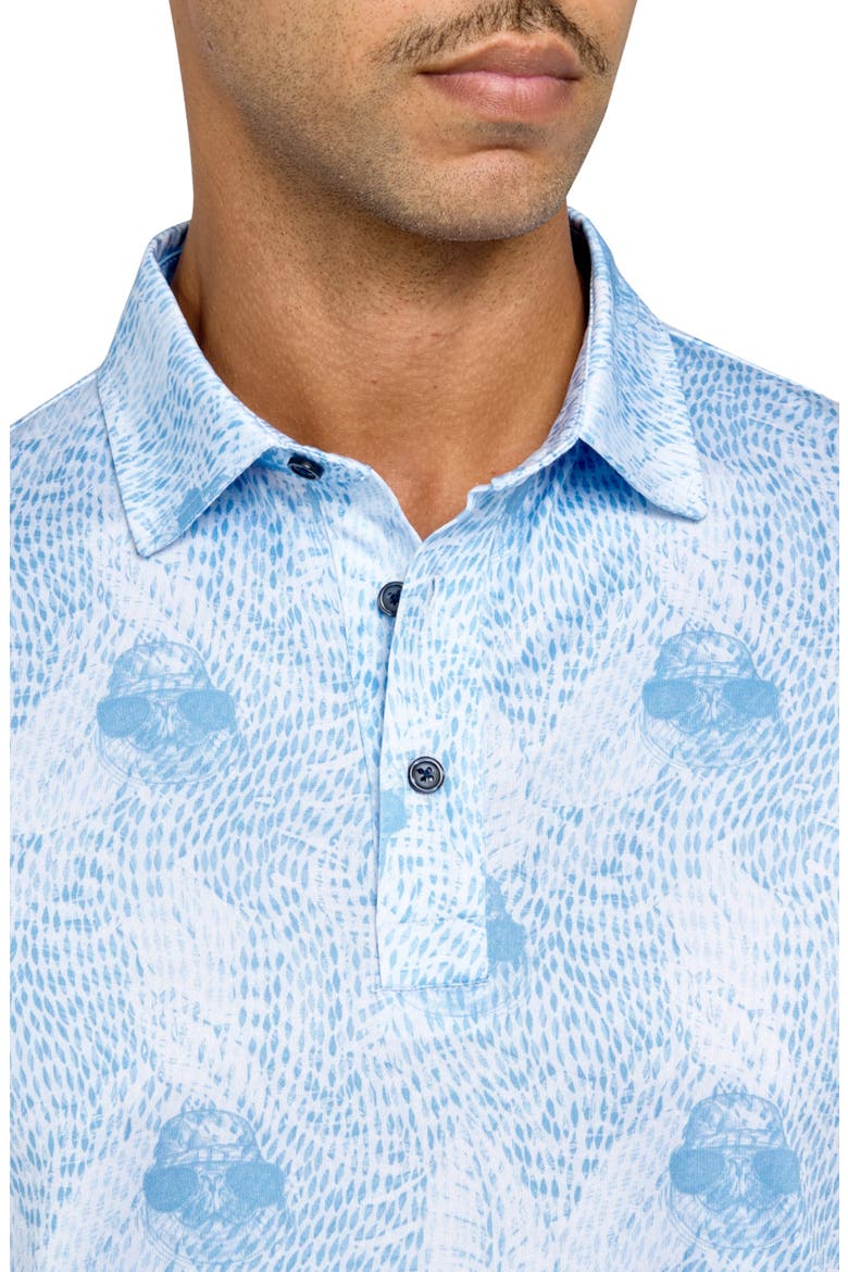 Regular Fit Seal Print Recycled Performance Golf Polo, Alternate, color, WHITE/BLUE