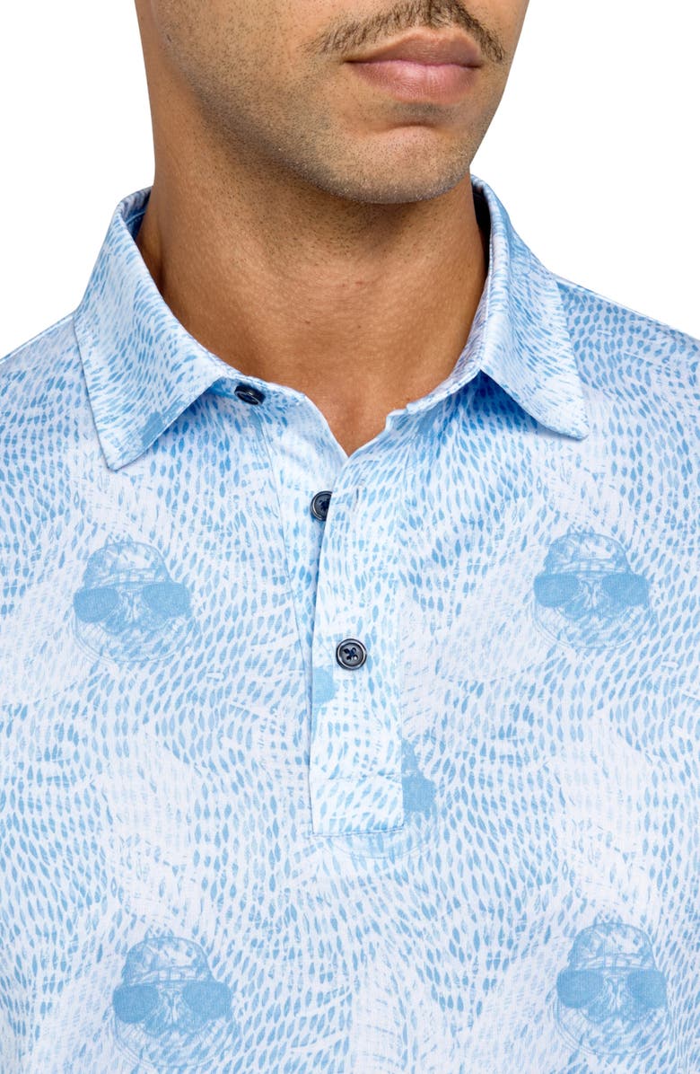 CONSTRUCT Regular Fit Seal Print Recycled Performance Golf Polo, Alternate, color, White/Blue