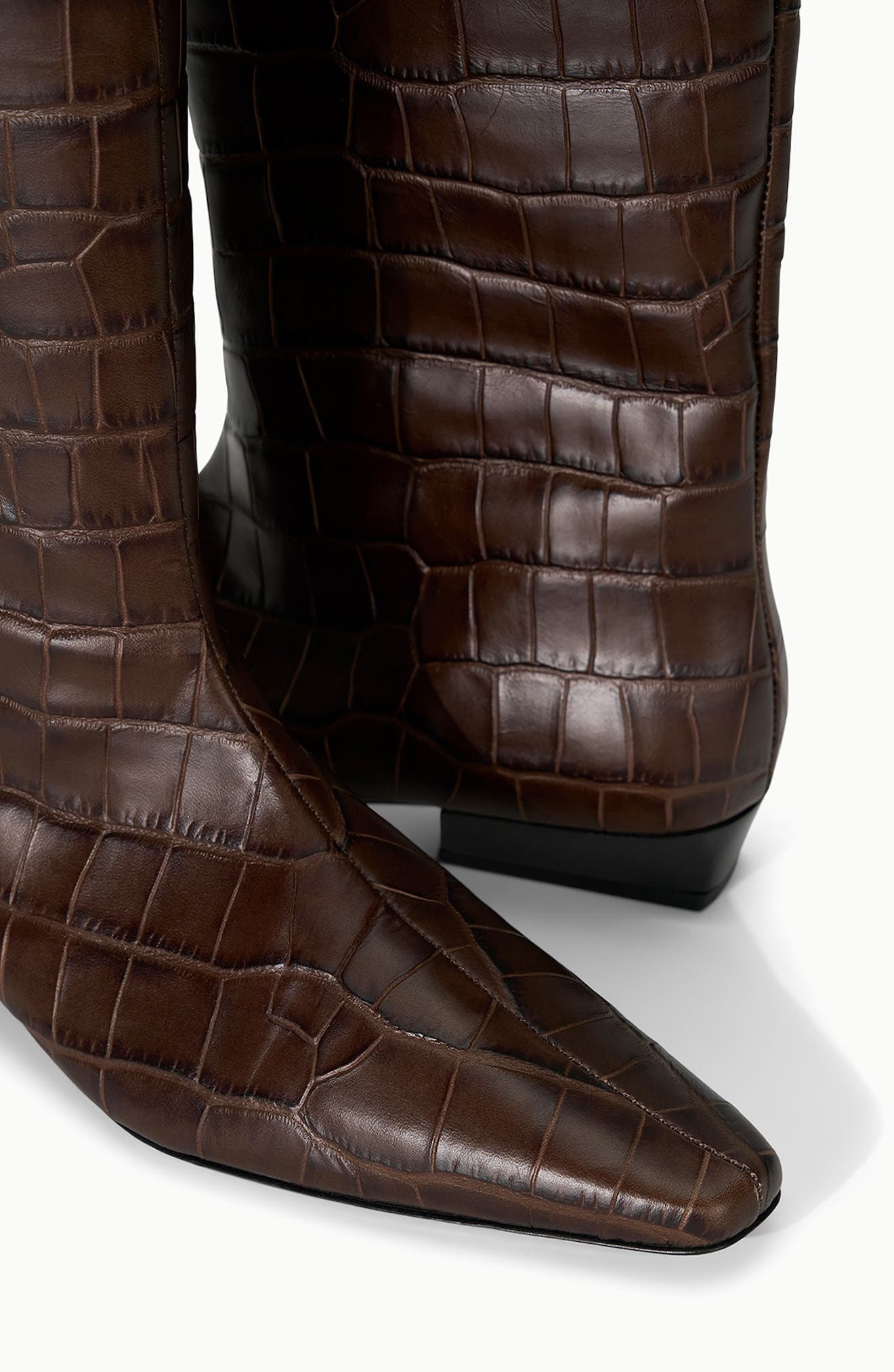 Wally Flat Knee High Boot, Alternate, color, ESPRESSO CROCO