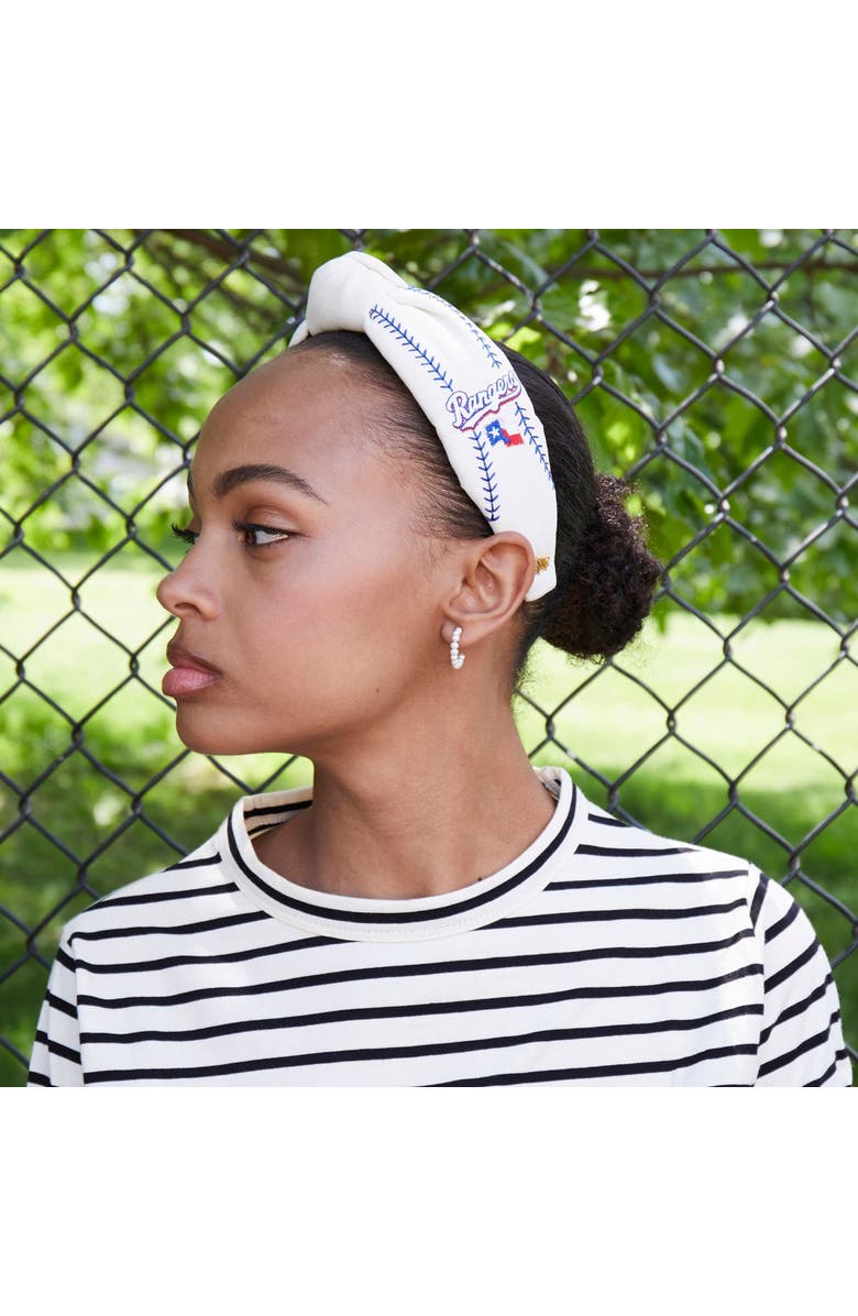 Lele Sadoughi MLB Texas Rangers Embroidered Headband, Alternate, color, Ivory 100