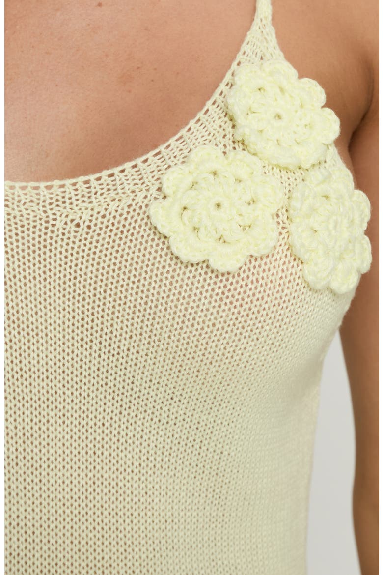 Cinderella Floral Detail Knit Midi Dress, Alternate, color, LEMON YELLOW