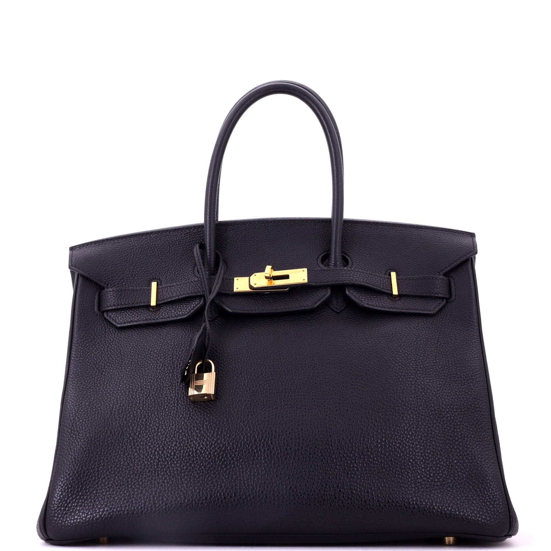 Pre-Owned Hermes Birkin Handbag Black Togo with Gold Hardware 35, Main, color, Noir