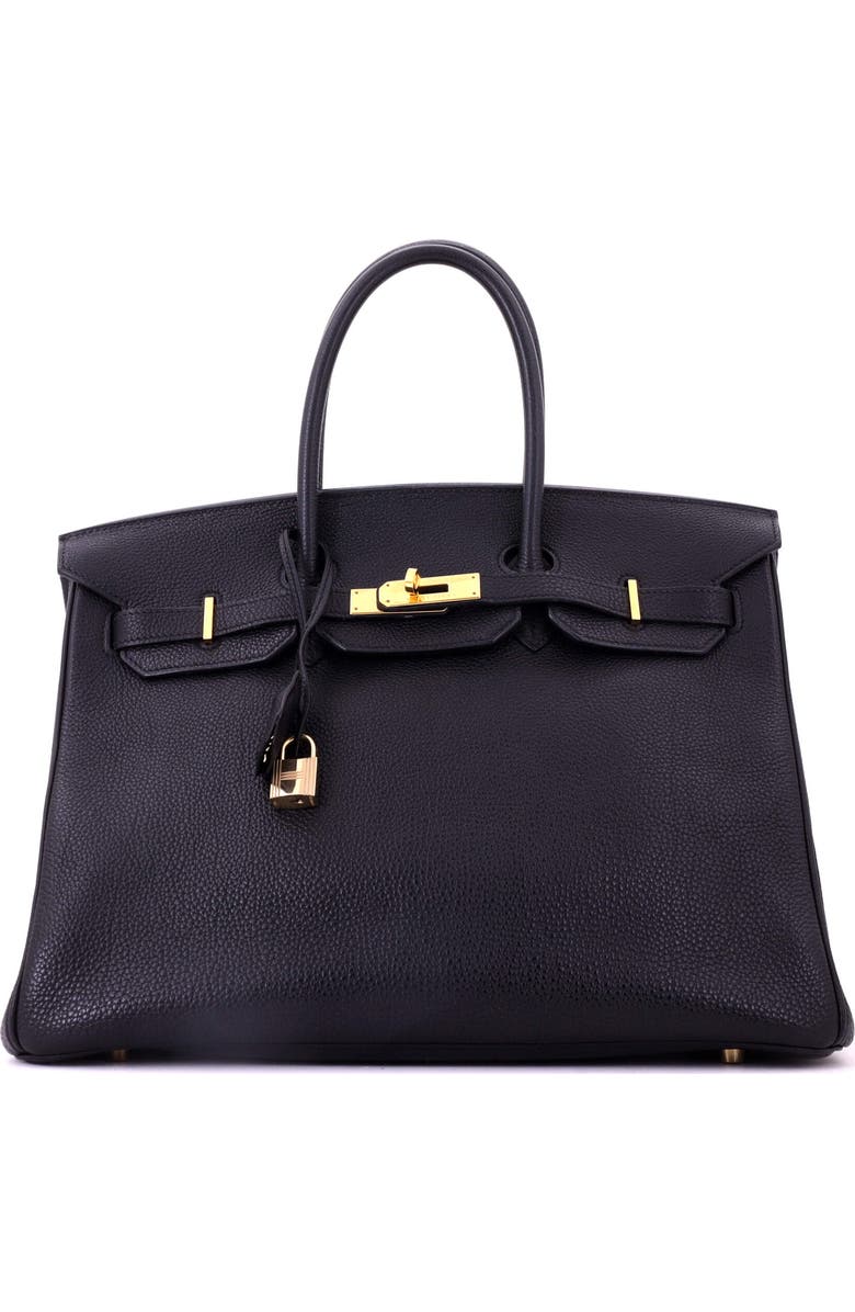 Pre-Owned Hermes Birkin Handbag Black Togo with Gold Hardware 35, Main, color, Noir