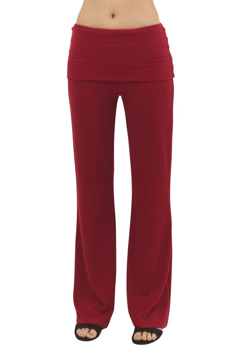 Foldover Flare Leg Pants, Main, color, RASBERRY