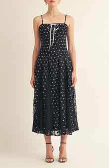 Arose Studio Brienne Polka Dot Lace Midi Dress