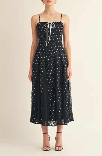 Brienne Polka Dot Lace Midi Dress