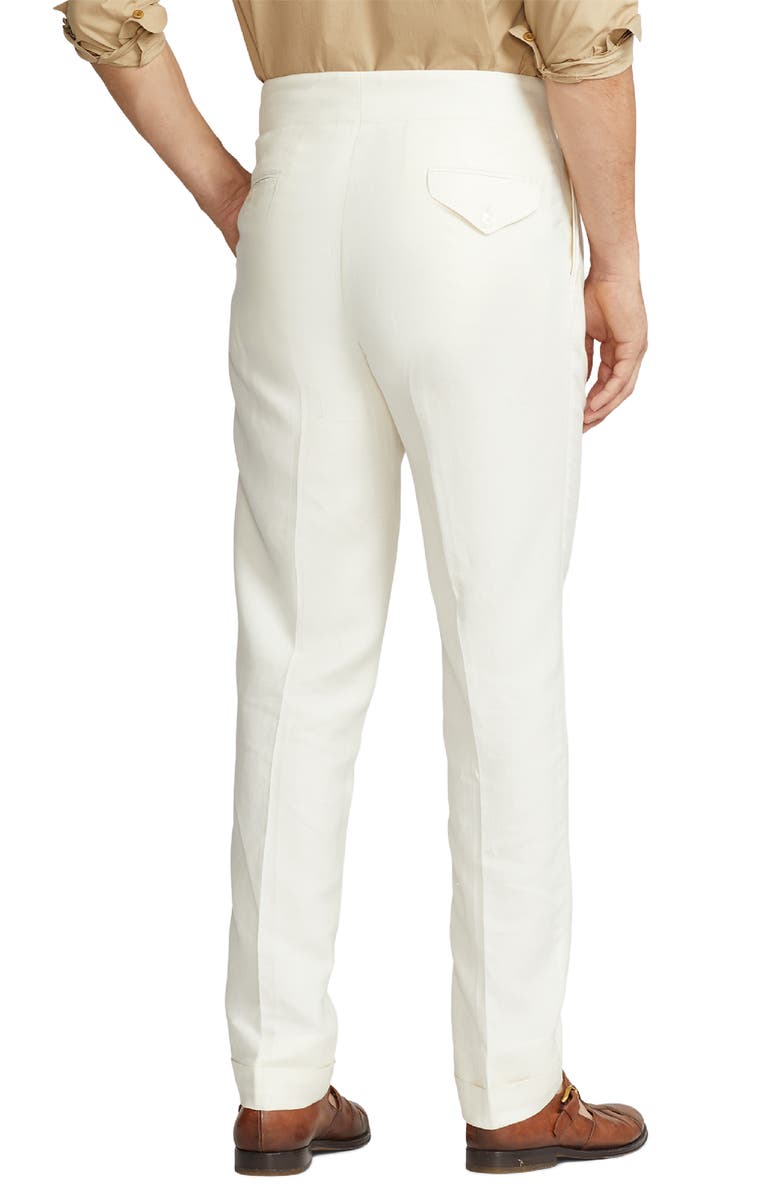 Ralph Lauren Purple Label Gregory Flat Front Silk & Linen Canvas Trousers, Alternate, color, Classic Cream
