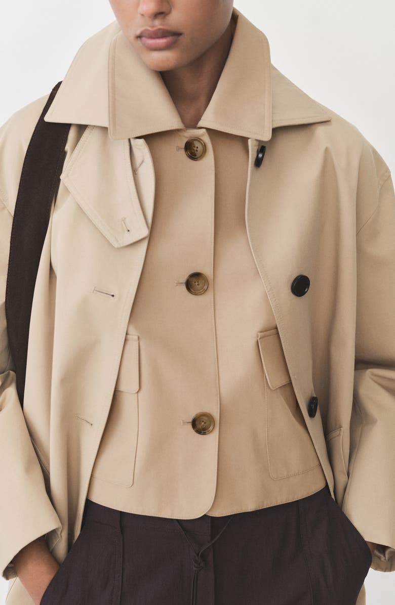 MANGO Cotton Blend Jacket, Alternate, color, Khaki