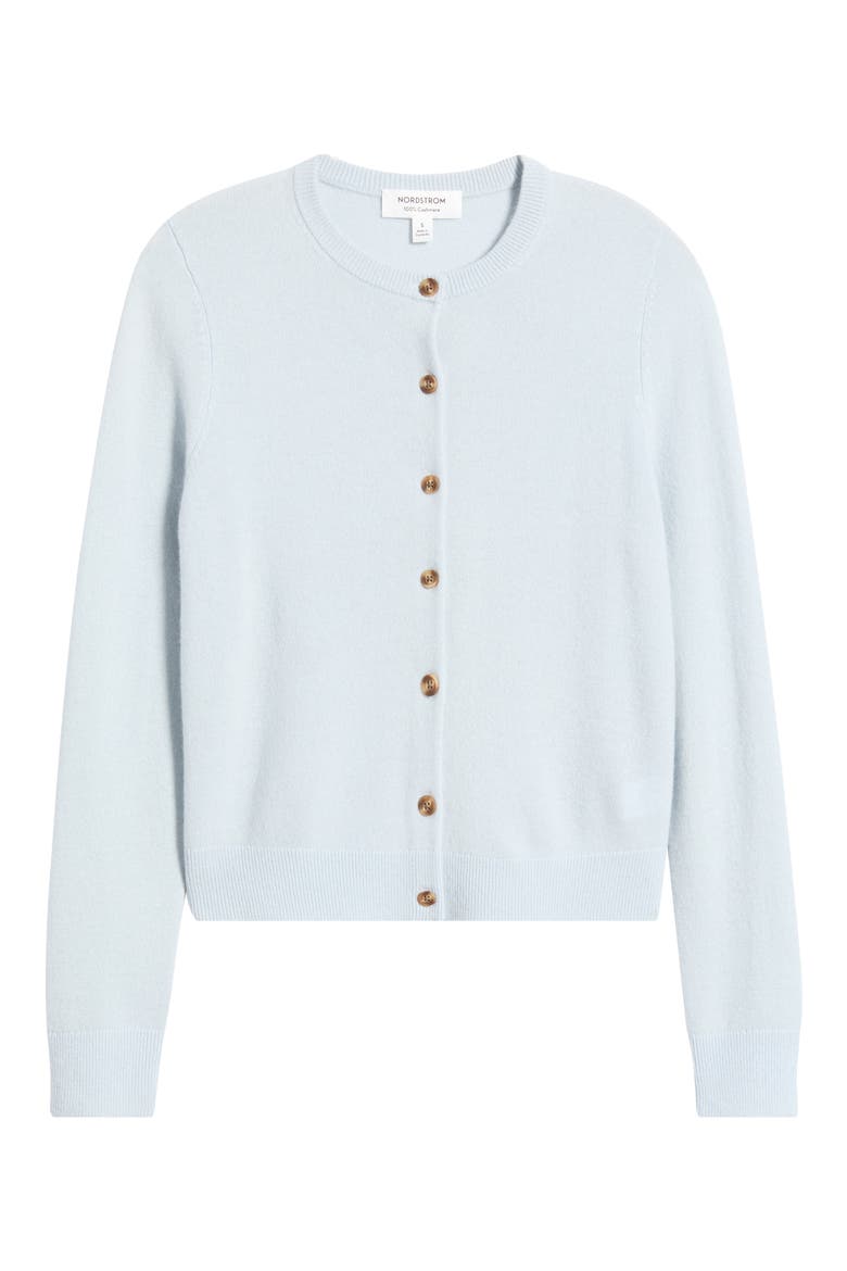 Cashmere Crewneck Cardigan, Main, color, BLUE XENON