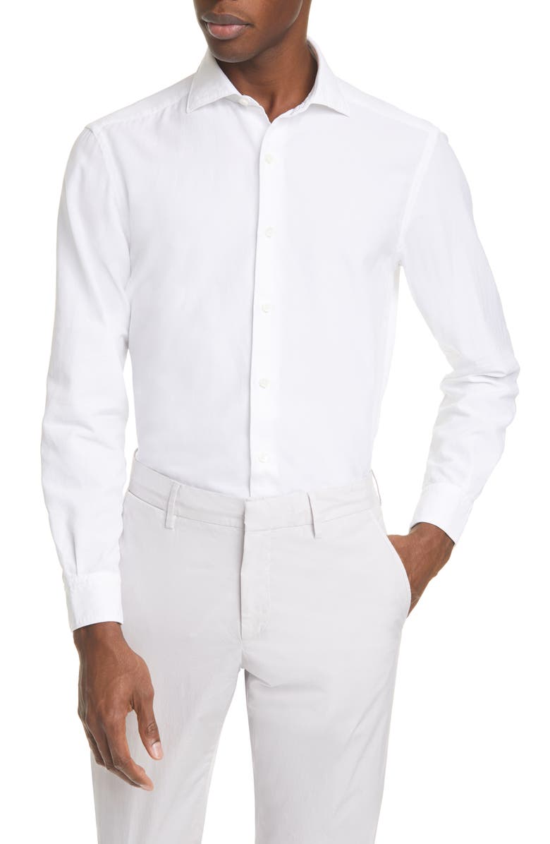 ZEGNA Ermenegildo Zegna Classic Fit Garment Dyed Button-Up Shirt, Main, color,