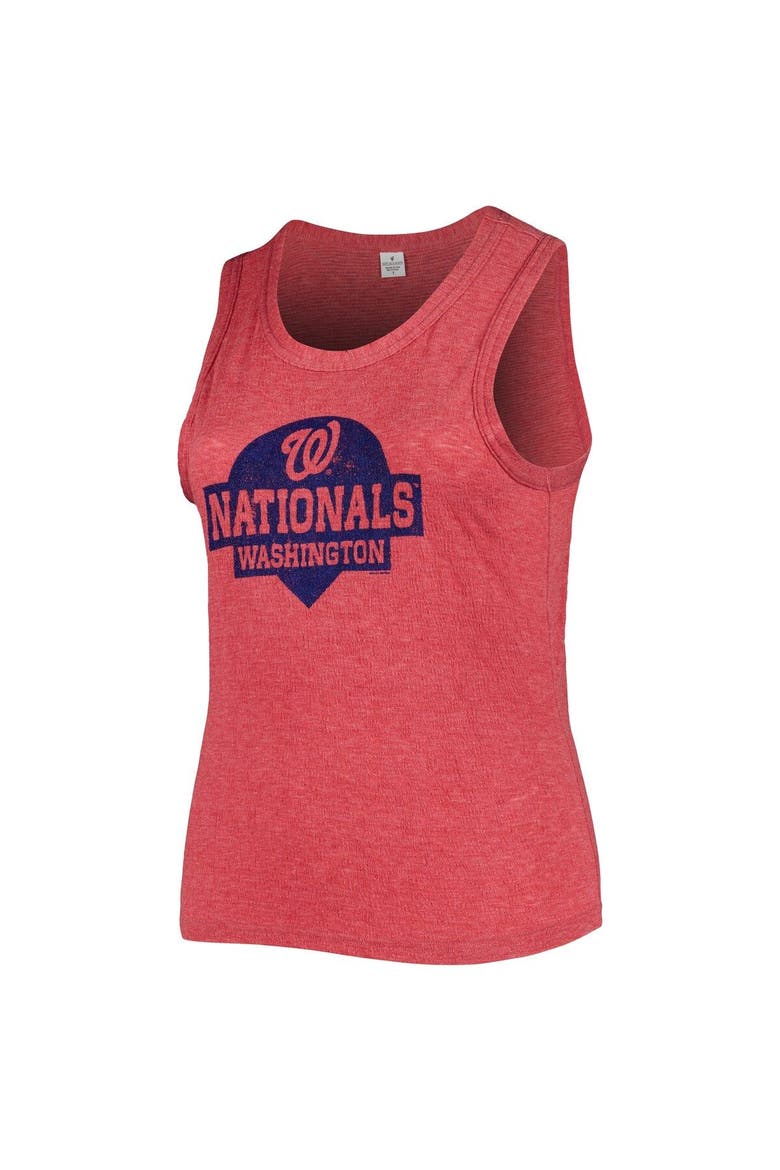Women's Soft as a Grape Red Washington Nationals Plus Size High Neck Tri-Blend Tank Top, Alternate, color, Red