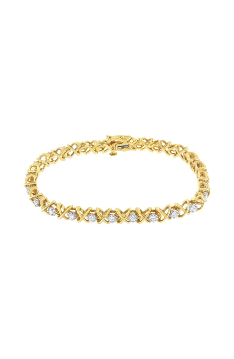 Haus of Brilliance 10K Yellow Gold Plated Silver 1 cttw Diamond Link Bracelet, Alternate, color, Yellow