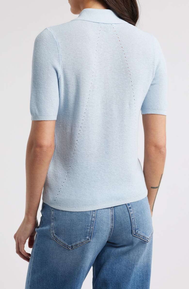 rag & bone Darcey Cotton & Cashmere Polo Sweater, Alternate, color, Ltblue