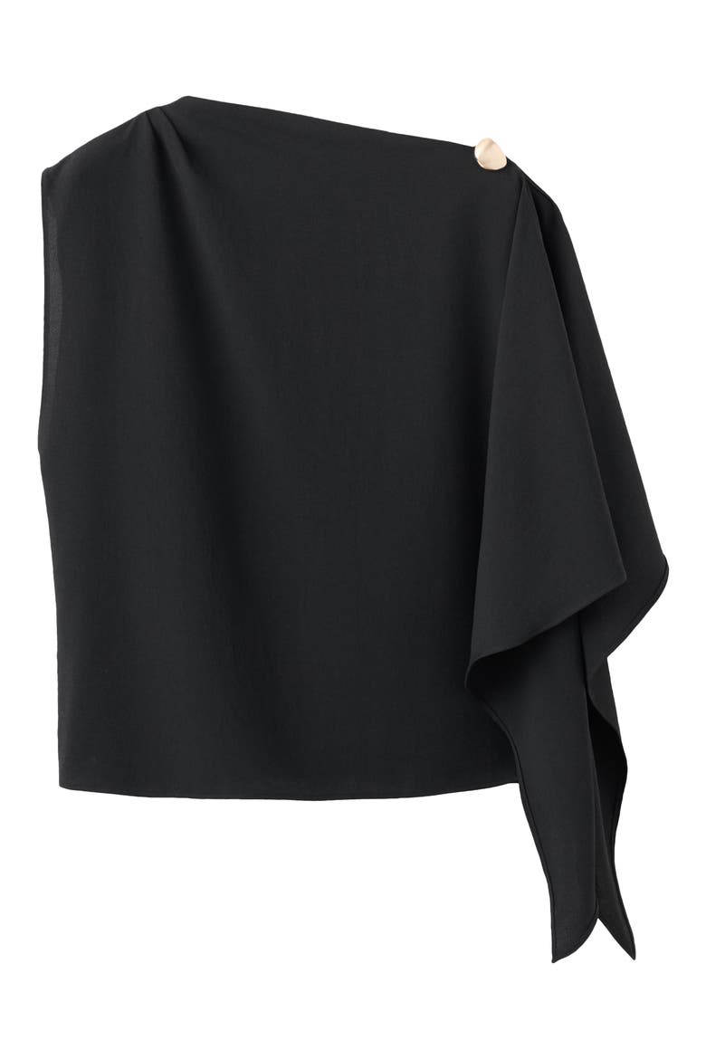 Asymmetric Ruffle Top, Alternate, color, BLACK