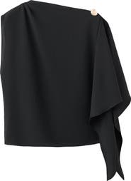 MANGO Asymmetric Ruffle Top