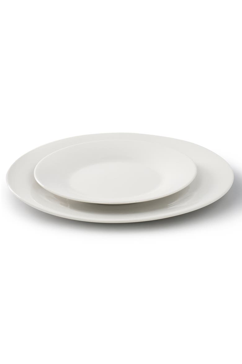 Everyday 12 Piece Round Fine Ceramic Dinnerware Set, Alternate, color, White