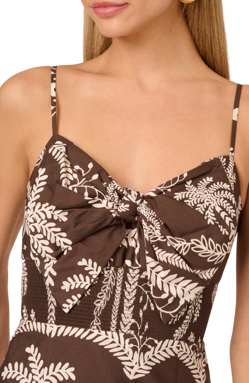 ADRIANNA PAPELL ADRIANNA PAPELL PRINT SMOCKED SLEEVELESS MIDI DRESS