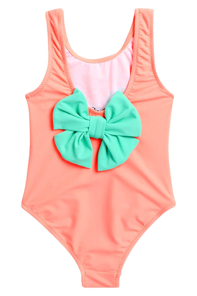Kids' Sequin Bow One-Piece Swimsuit, Alternate, color, CORAL