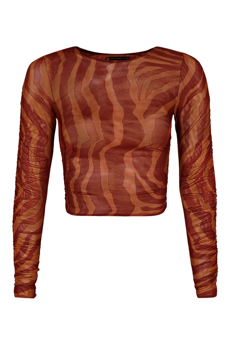 Sundown Mira Long Sleeve Crop Cover-Up Top, Alternate, color, MULTI