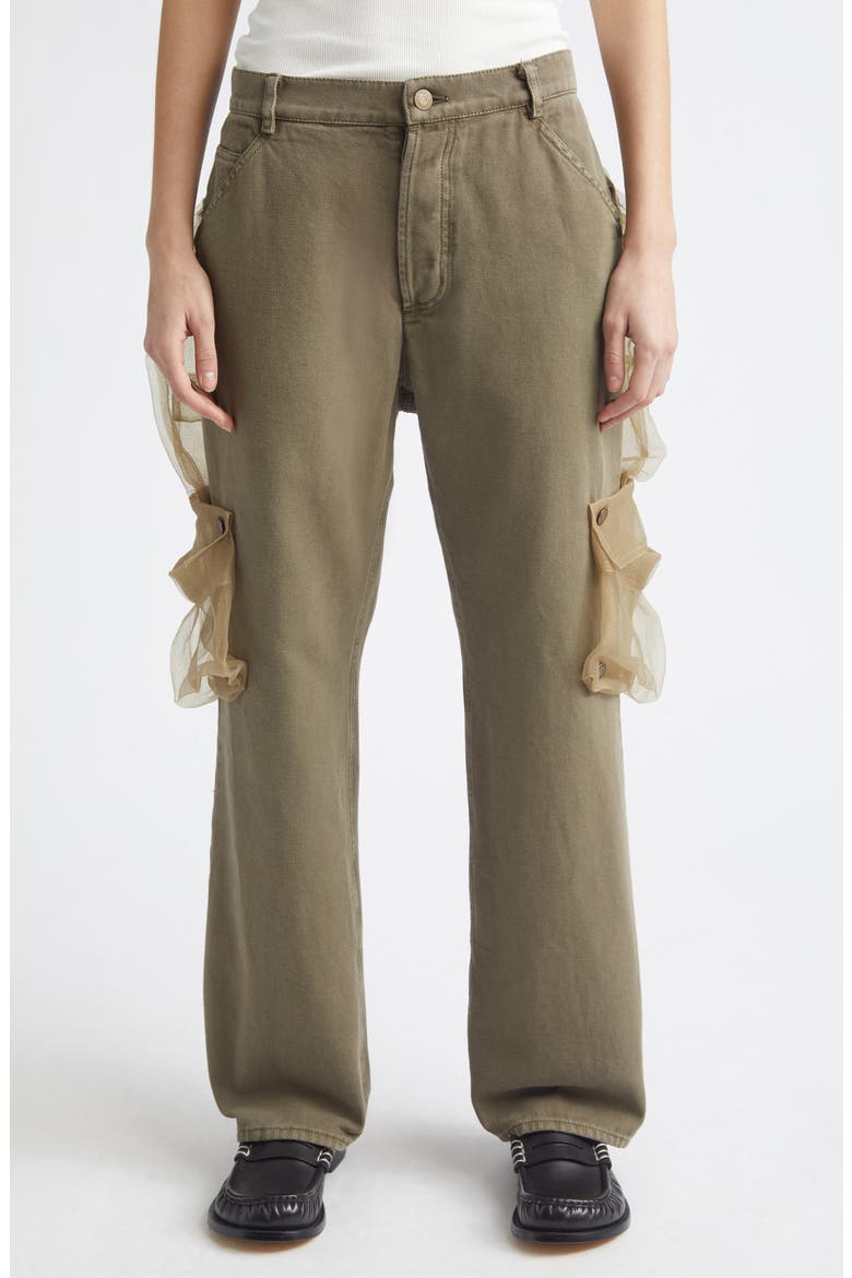 Cantiere Sheer Pocket Cotton Canvas Wide Leg Pants, Main, color, KHAKI