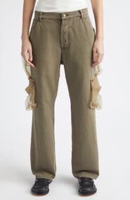 Magliano Cantiere Sheer Pocket Cotton Canvas Wide Leg Pants