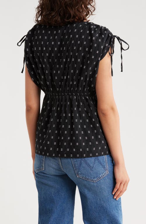Lucky Brand Clip Square Cotton Babydoll Top In Black
