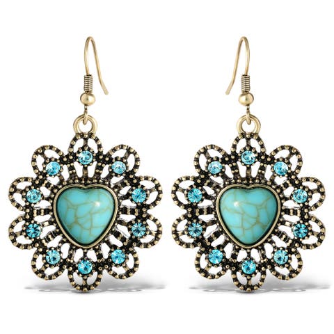 Stone Ornate Heart Earrings