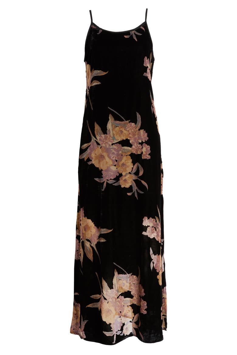Mallorey Floral Print Velvet Dress, Alternate, color, BLACK/ MAUVE