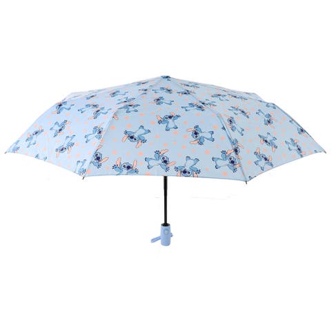 Stitch Hands Up Floral Print Compact Umbrella Officially Licensed