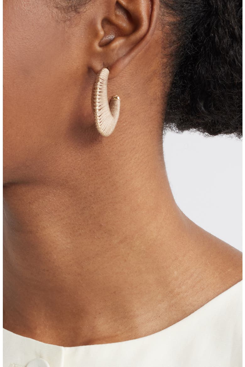 Wrapped Half Hoop Earrings, Alternate, color, SOFT BROWN