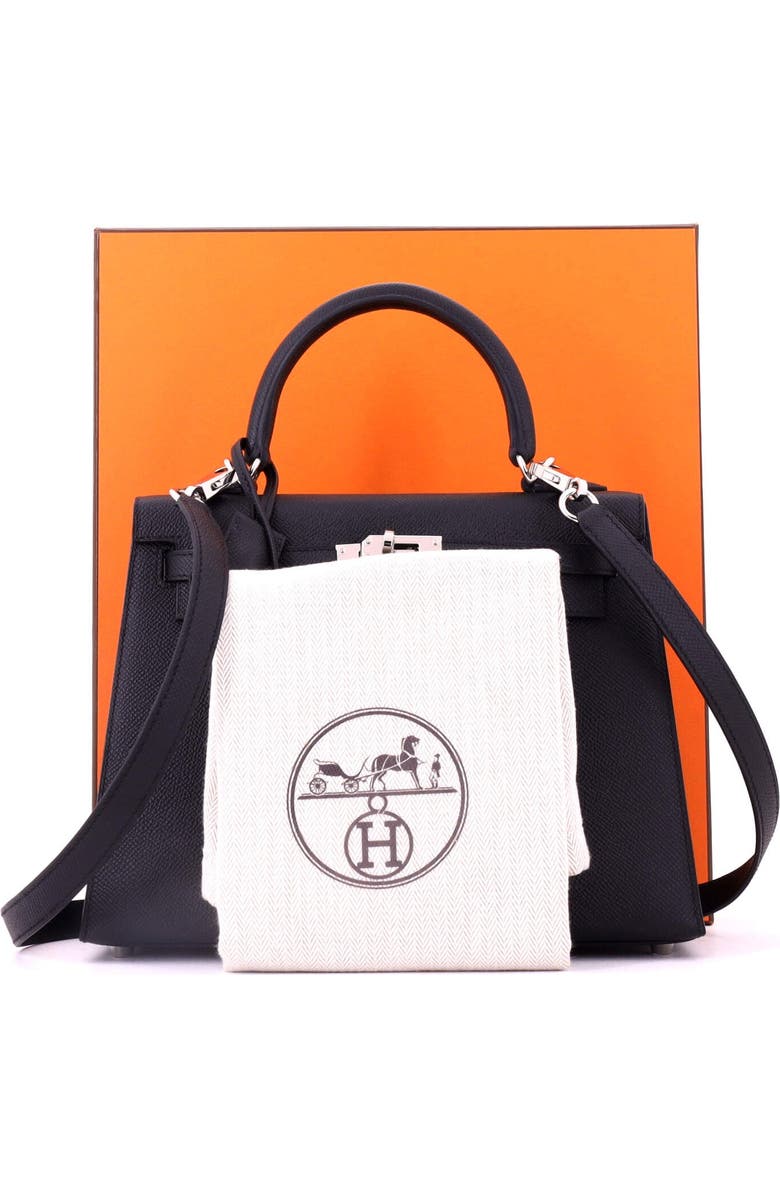 Pre-Owned Hermes Kelly Handbag Black Epsom with Palladium Hardware 25, Alternate, color, Noir