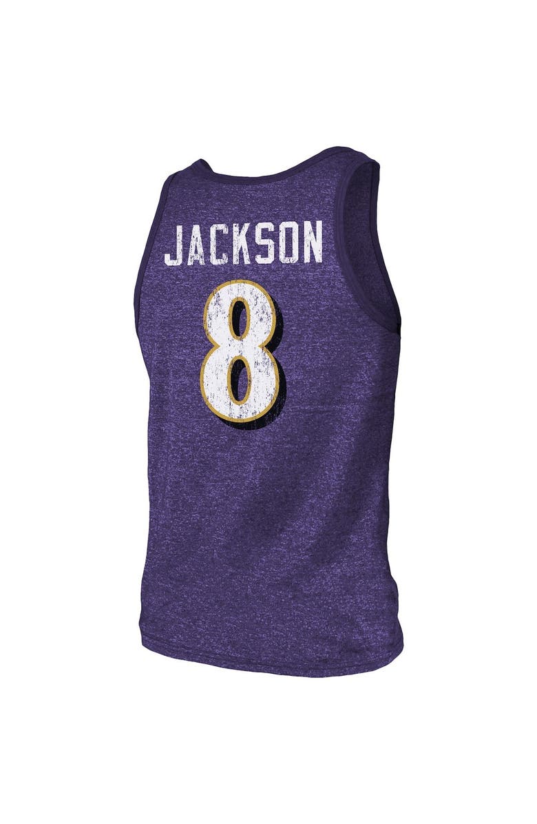 Majestic Threads Men's Majestic Threads Lamar Jackson Purple Baltimore Ravens Name & Number Tri-Blend Tank Top, Alternate, color, 