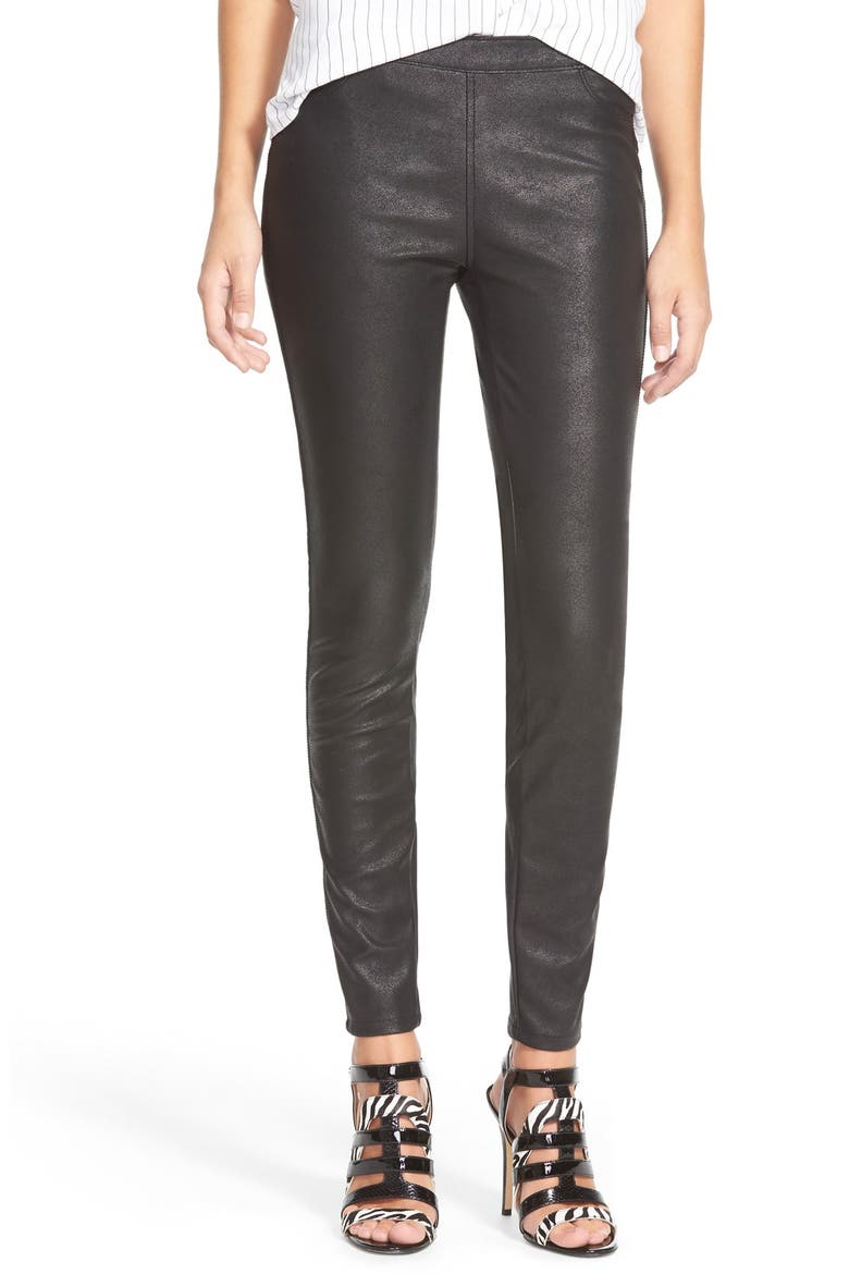 'Happy Hour' Faux Leather Leggings, Main, color, BLACK