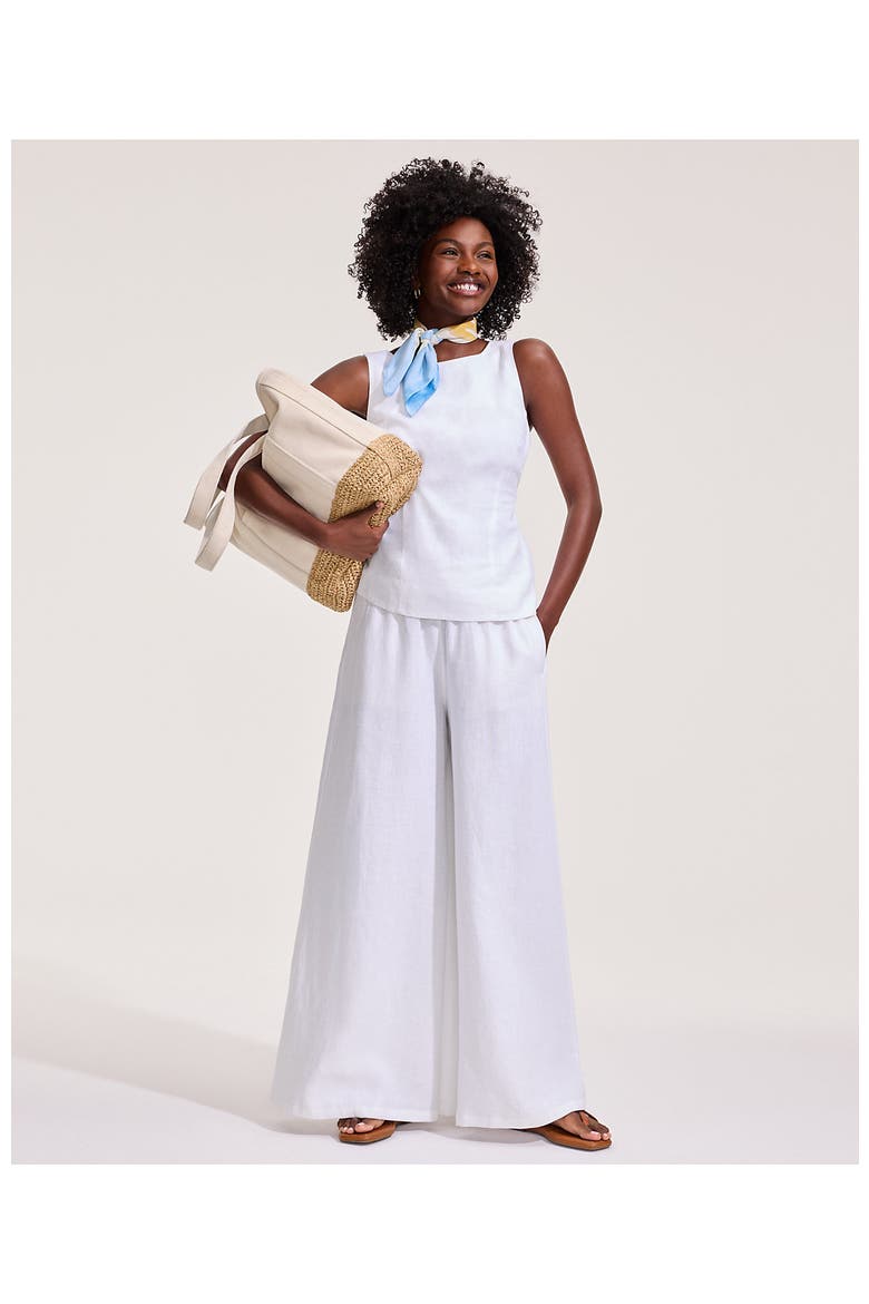 Linen High Rise Palazzo Pants, Alternate, color, White