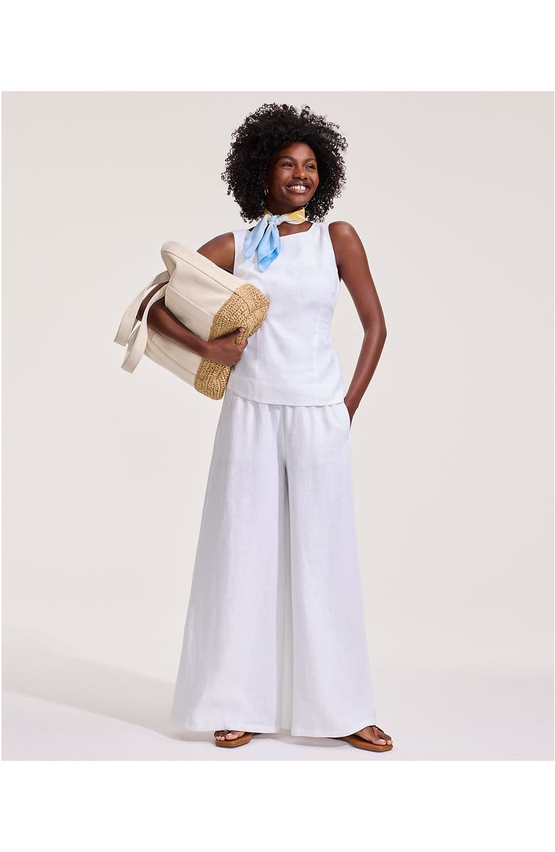 Lands' End Linen High Rise Palazzo Pants, Alternate, color, White