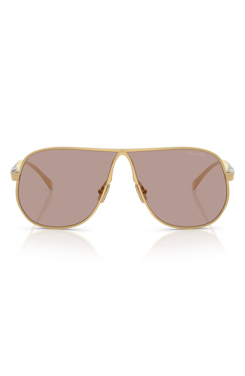 Miu Miu 66mm Oversize Pilot Sunglasses, Main, color, Gold/ Light Purple Brown