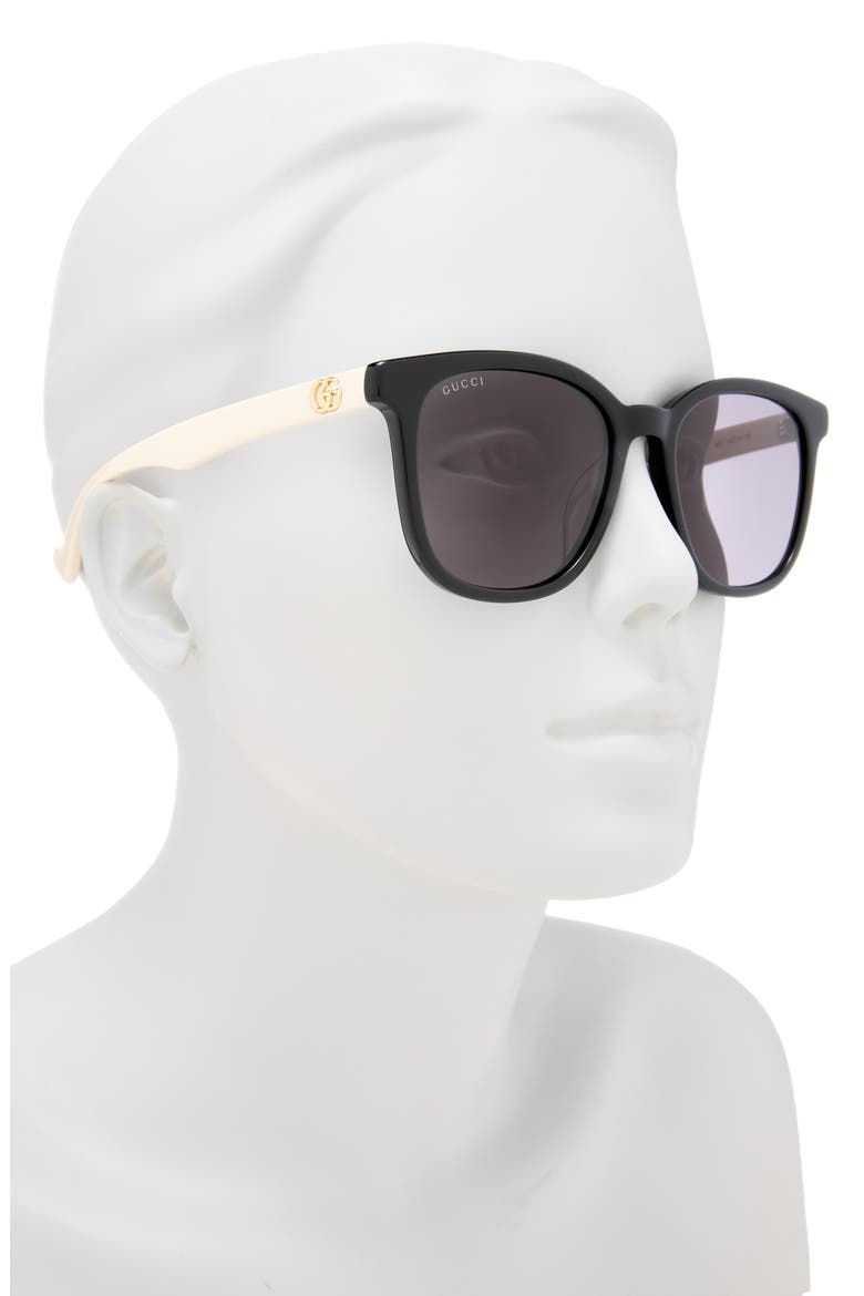 55mm Round Sunglasses, Alternate, color, BLACK WHITE GREY