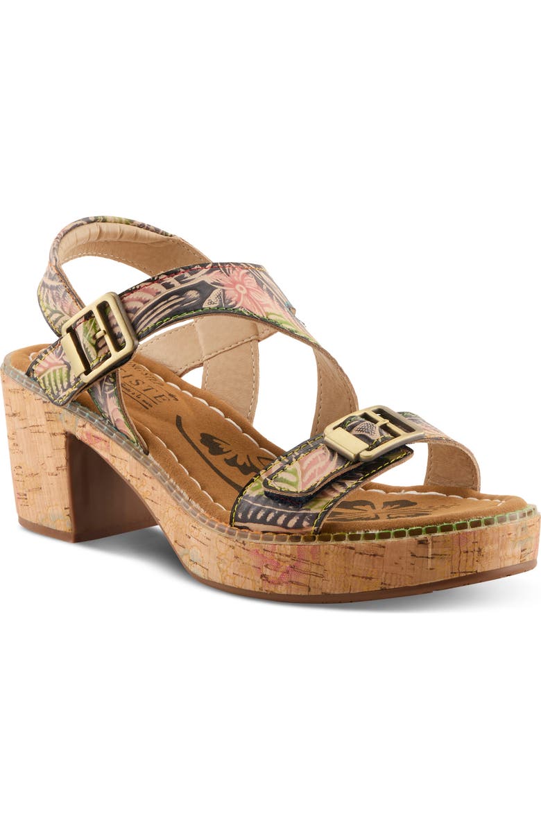 L'Artiste by Spring Step Jess Platform Sandal, Main, color, Navy Multi