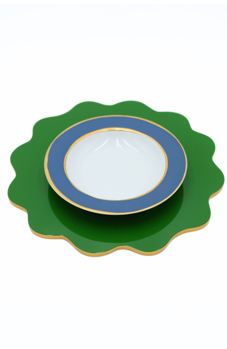 Inner Child Scalloped Lacquerware Placemats - Set of 4, Alternate, color, Green