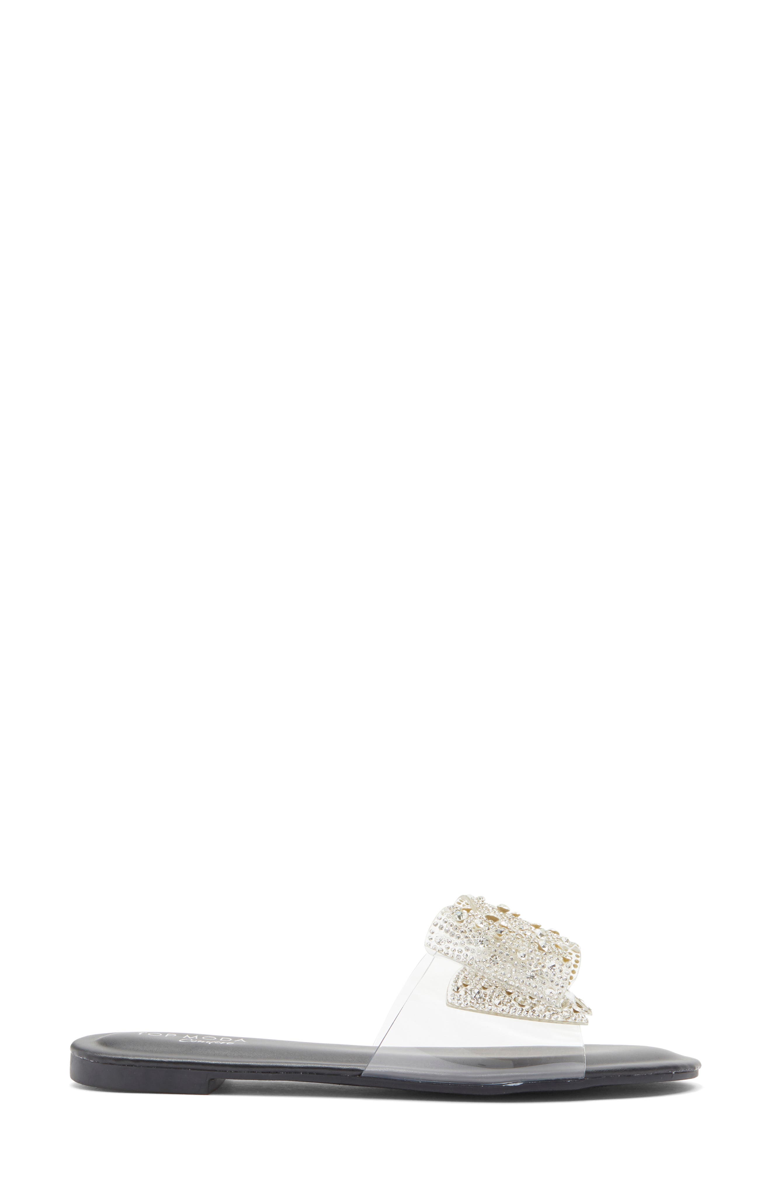 TOP MODA Peach Bow Slide Sandal, Alternate, color, Black