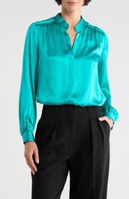 L'AGENCE Bianca Silk Satin Blouse