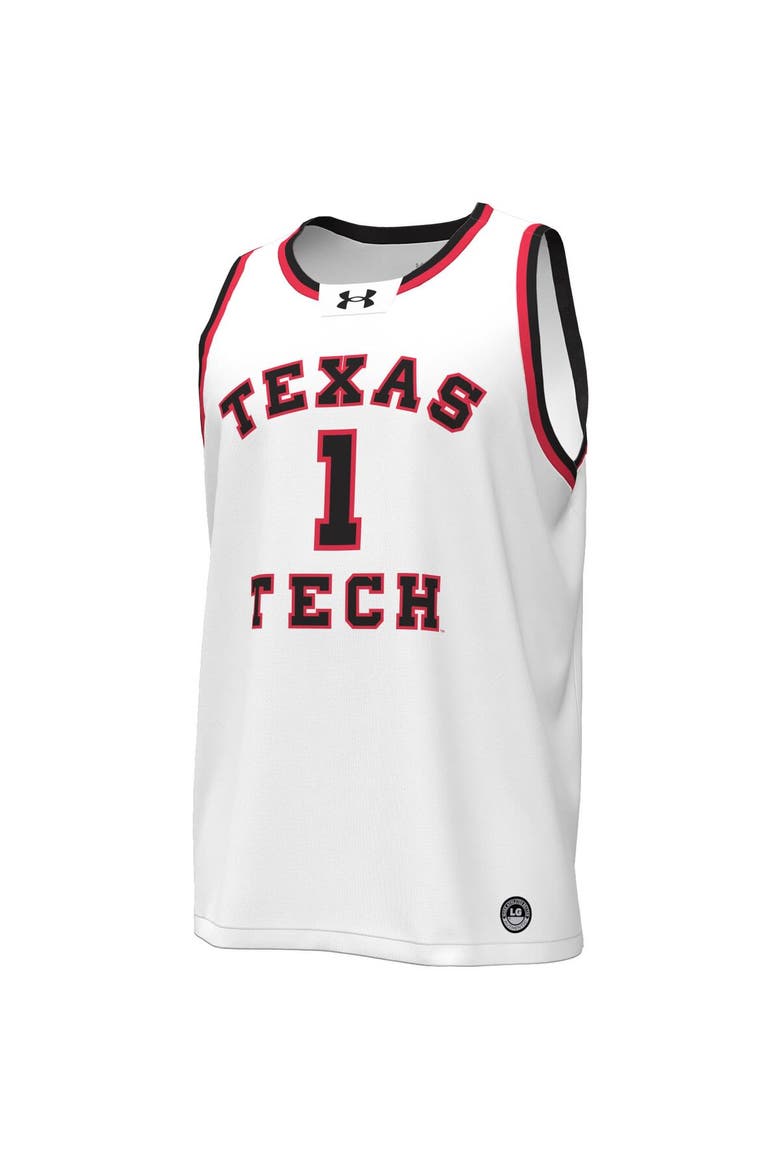 Men's Under Armour #1 White Texas Tech Red Raiders Throwback Replica Basketball Jersey, Alternate, color, White