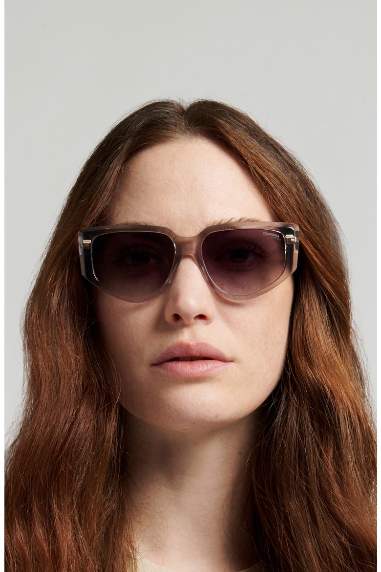 57mm Rectangular Sunglasses, Alternate, color, GREY/ DARK GREY