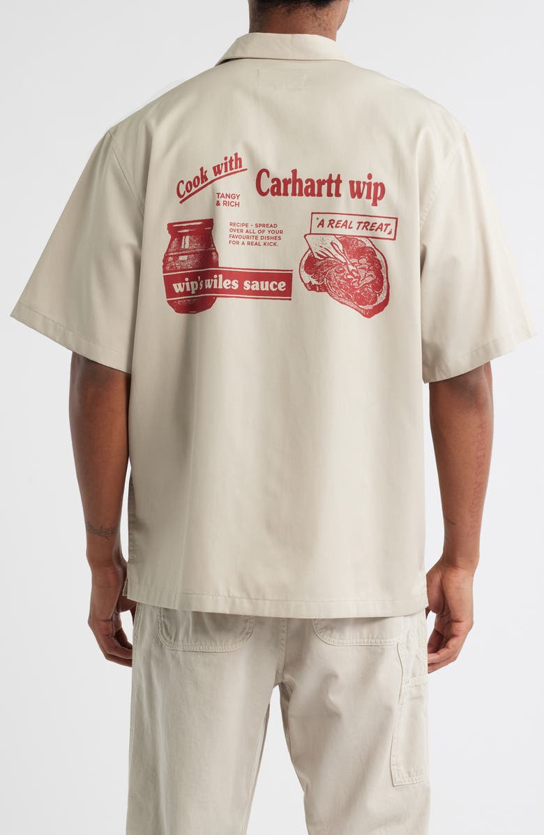 Carhartt Work In Progress Deli Embroidered Short Sleeve Cotton Button-Up Shirt, Alternate, color, Fleur De Sel / Desire