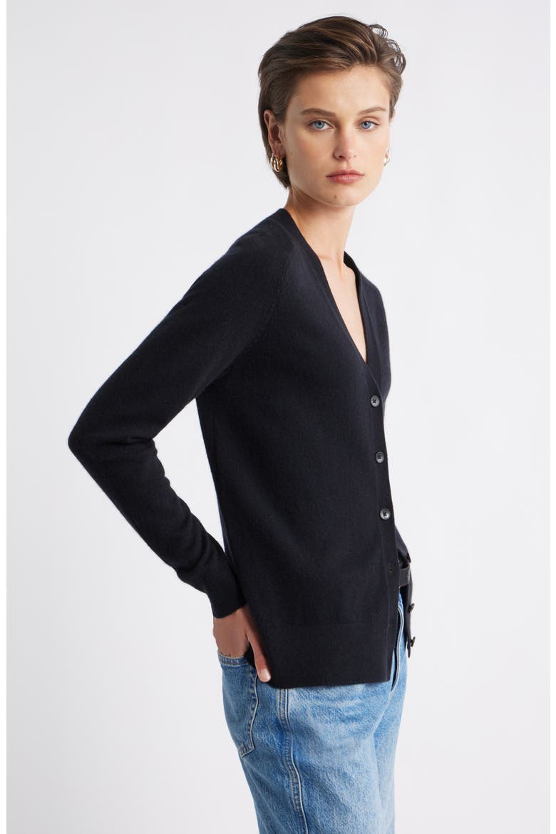 Cashmere V-Neck Cardigan, Alternate, color, BLACK ROCK